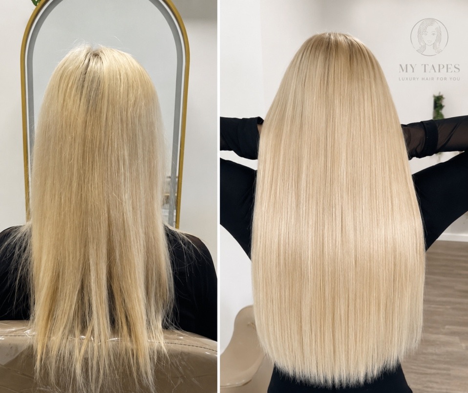 vlasové pásky Blond vlasove pasky světlá blond prodluzovani vlasu